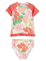 Girls Floral Rashguard Swimsuit - Fairy Blossom