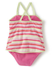 Girls Striped One Piece Swimsuit - Fairy Blossom