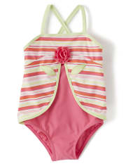 Girls Striped One Piece Swimsuit - Fairy Blossom