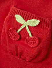 Girls Embroidered Cardigan - Very Cherry