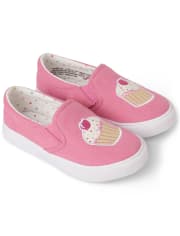 Girls Embroidered Slip On Sneakers - Hello Cupcake