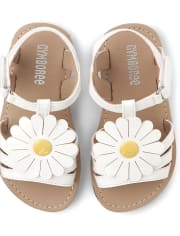 Girls Daisy Faux Leather Sandals - Pocketful Of Posies | Gymboree - WHITE