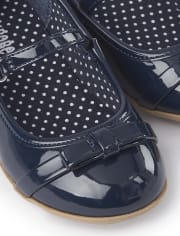 Girls Bow Ballet Flats - Playful Poppies