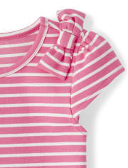 Girls Embroidered Striped Dress - Playful Poppies