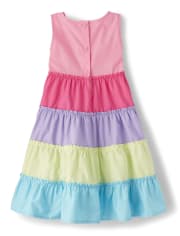 Girls Colorblock Tiered Dress - Hello Cupcake