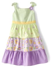 Robe fleurie à plusieurs niveaux pour filles - Poche pleine de posies