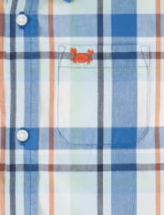 Boys Plaid Button Up Shirt - Whale Hello There