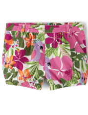 Girls Tropical Flower Bubble Shorts - Summer Safari