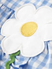 Girls Gingham Ruffle Dress - Sunny Daisies