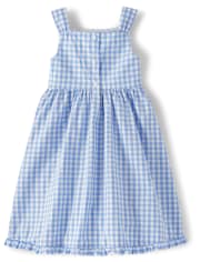Girls Gingham Ruffle Dress - Sunny Daisies