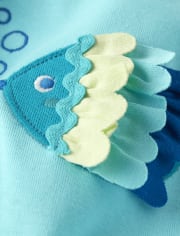 Camiseta sin mangas con peplum de pez bordado para niñas - Bajo el mar