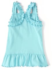 Girls Embroidered Fish Peplum Tank Top - Under The Sea
