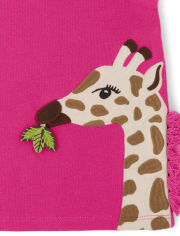 Girls Applique Giraffe Tassel Top - Summer Safari