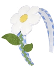 Diadema de cuadros vichy con apliques para niñas - Sunny Daisies