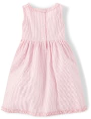 Girls Applique Seersucker Dress - Strawberry Patch