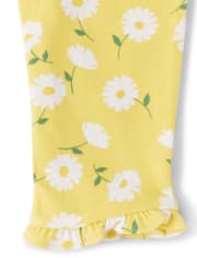 Girls Floral Ruffle Capri Leggings - Sunny Daisies