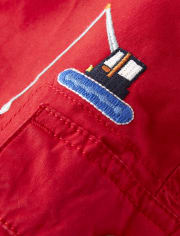 Boys Embroidered Construction Cargo Shorts - Travel Adventure