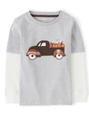 Top 2 en 1 con camión bordado para niño - Cosecha