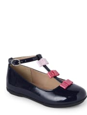 Girls Bow T-Strap Ballet Flats - Preppy Puppy