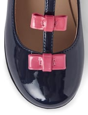 Girls Bow T-Strap Ballet Flats - Preppy Puppy