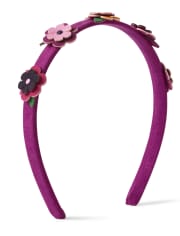 Girls Applique Flowers Headband - Berry Cute