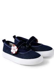 Girls Flower Denim Shoes - Preppy Puppy
