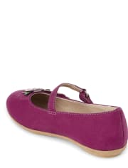Girls Applique Flowers Ballet Flats - Berry Cute
