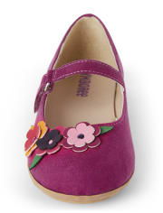 Girls Applique Flowers Ballet Flats - Berry Cute