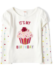 Girls Embroidered Cupcake 2 In 1 Top - Birthday Boutique
