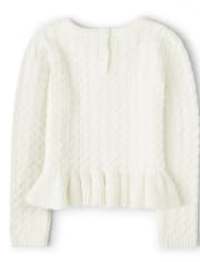 Girls Cable Knit Peplum Sweater - Pony Club