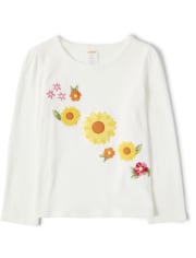 Girls Embroidered Flower Top - Harvest
