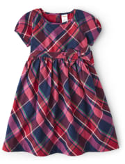 Girls Plaid Dress - Candy Apple
