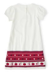 Girls Fairisle Sweater Dress - Candy Apple