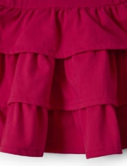 Girls Embroidered Tiered Dress - Candy Apple