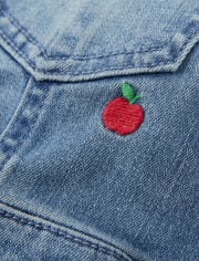 Girls Embroidered Overalls - Candy Apple