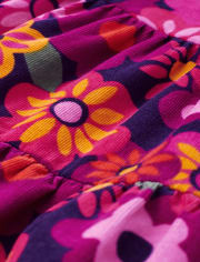 Girls Floral Corduroy Tiered Dress - Berry Cute