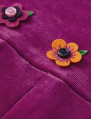 Girls Applique Flowers Jumper - Berry Cute
