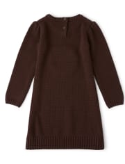 Vestido tipo suéter de girasol con apliques de crochet para niñas - Cosecha