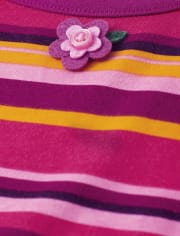 Top de rayas con flores y apliques para niñas - Berry Cute