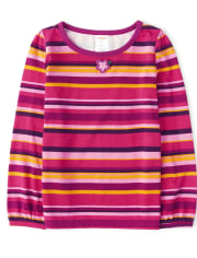 Top de rayas con flores y apliques para niñas - Berry Cute