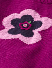 Girls Embroidered Flower Sweater - Berry Cute
