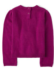 Girls Embroidered Flower Sweater - Berry Cute