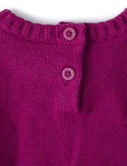 Girls Embroidered Flower Sweater - Berry Cute