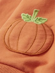 Sudadera con capucha y cremallera bordada para niñas - Parche de calabaza