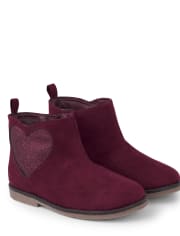 Girls Glitter Heart Booties - Winter Wonderland
