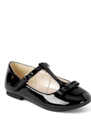 Girls Bow T-Strap Ballet Flats - Picture Perfect