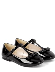 Girls Bow T-Strap Ballet Flats - Picture Perfect