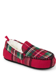 Unisex Girls And Boys Plaid Flannel Moccasin Slippers - Gymmies