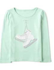 Girls Embroidered Ice Skates Top - Snow Princess