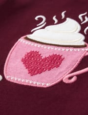 Girls Embroidered Hot Chocolate Top- Winter Wonderland